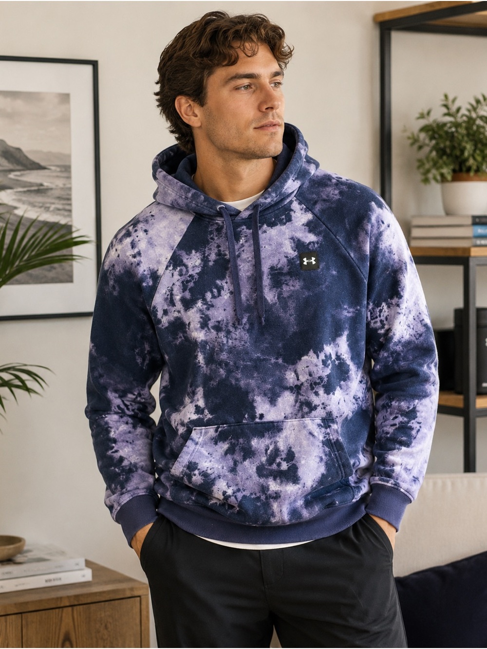 Under Armour Men’s Purple and Navy Tie-Dye Pullover Hoodie